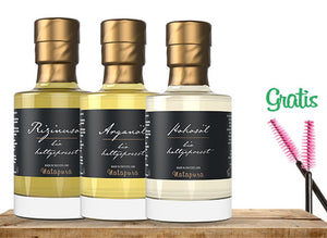Beauty-Trio Set von Natapura bestehend aus Rizinusöl, Arganöl und Kokosöl